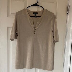 SALE Lauren Ralph Lauren Beige Short Sleeve Henley Shirt Size L